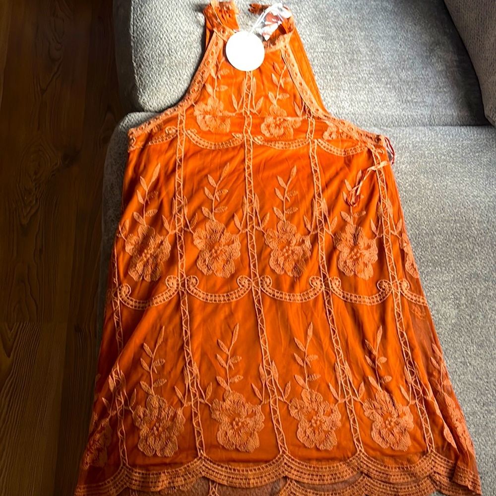 Beautiful medium length burnt orange dress